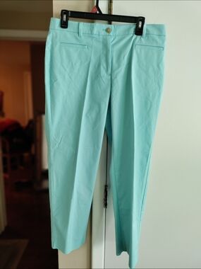 Women's NWT Ann Taylor Light Aqua Cotton Cropped Pants Size 8